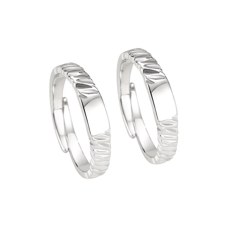 Geometric Glacier 999 Pure Silver Irregular Texture Open Rings for Couples - 2025 Edition