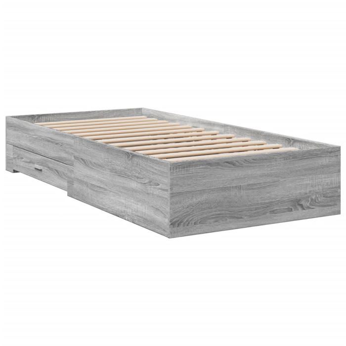 VidaXL Bed Frames and Drawers, Slatted Bed Base, Adult Bed, Single Bedroom Bed Interior, Sonoma Grey 90x200 3280431