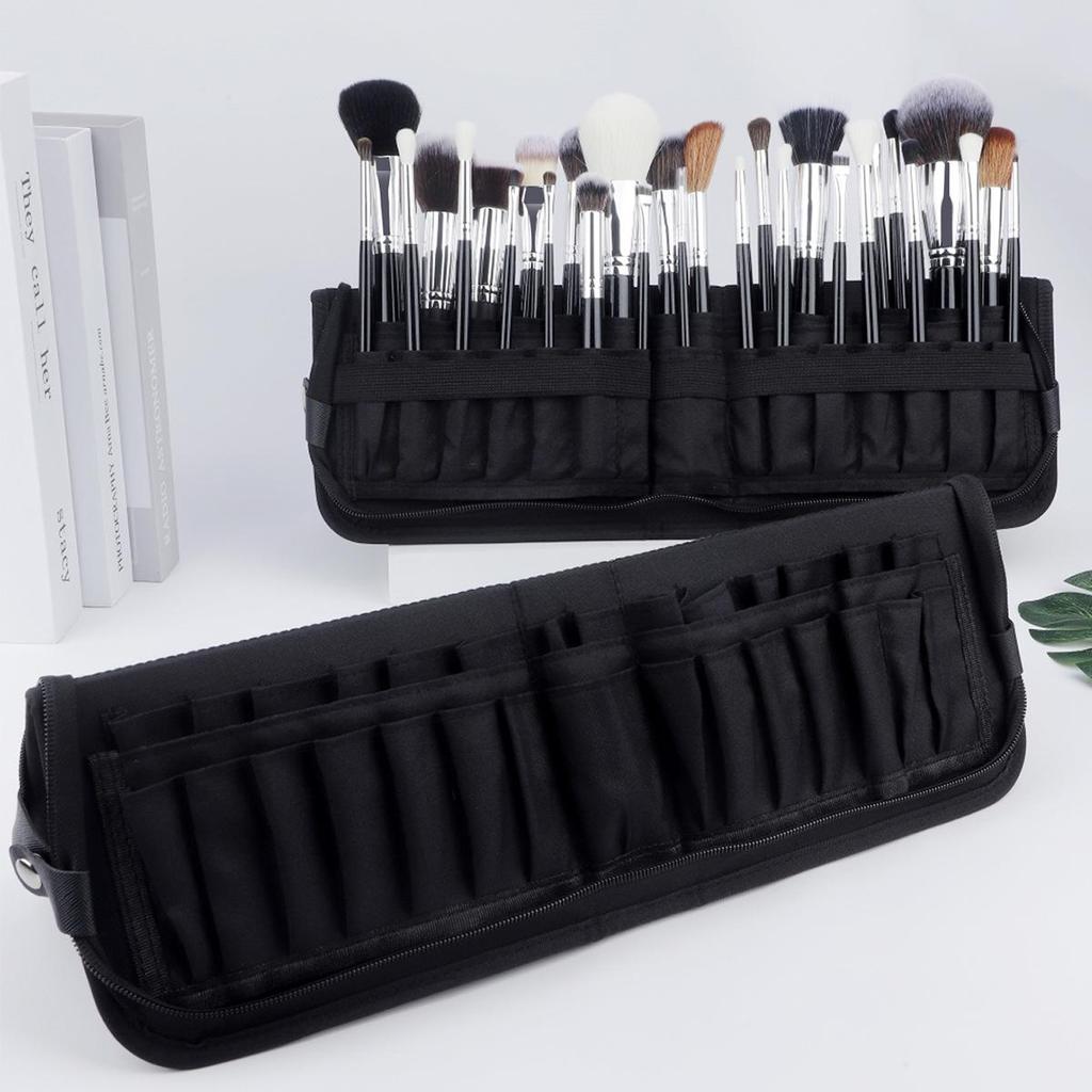 14-40 Slot Large-Capacity Foldable Makeup Brush Bag – Black
