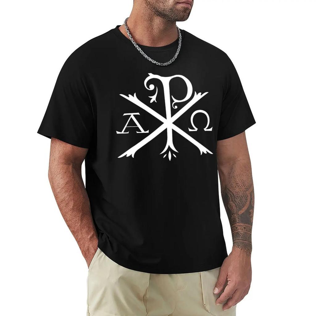 Christian Chi Rho Labarum Christogramm Kreuz Glaube T-Shirt Jungen Übergrößen Unisex Y2k Kleidung Baumwoll-T-Shirt