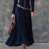 Spot 2026 New Independent Station Long-sleeved Literary Temperament V-neck Dress Women's Belt Included