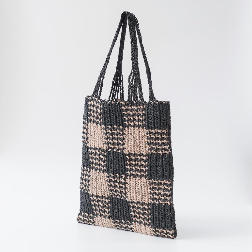 Raw Wool Knitting Kit Gingham Check Flat Bag #16-3