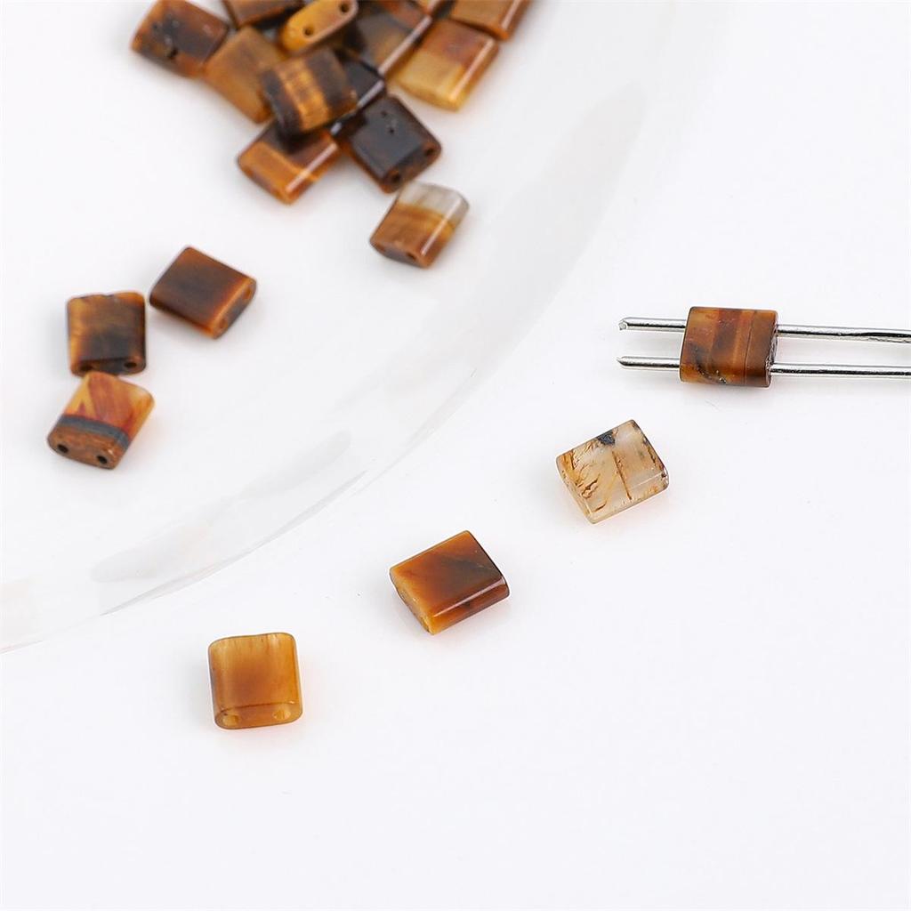 Black Hematite Emperor Stone Square Two-Hole Loose Beads for DIY Jewelry Making