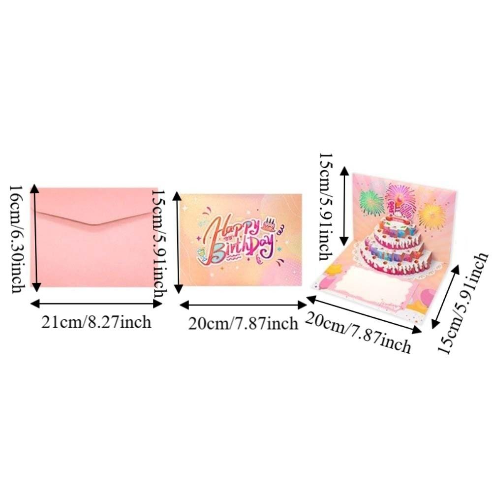 Foldable Happy Birthday Greeting Card Pop Up Blessing Cake Holiday Card  Birthday Gift