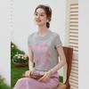 Bailuyu Micro-Elastic Round Neck Embroidered T-Shirt