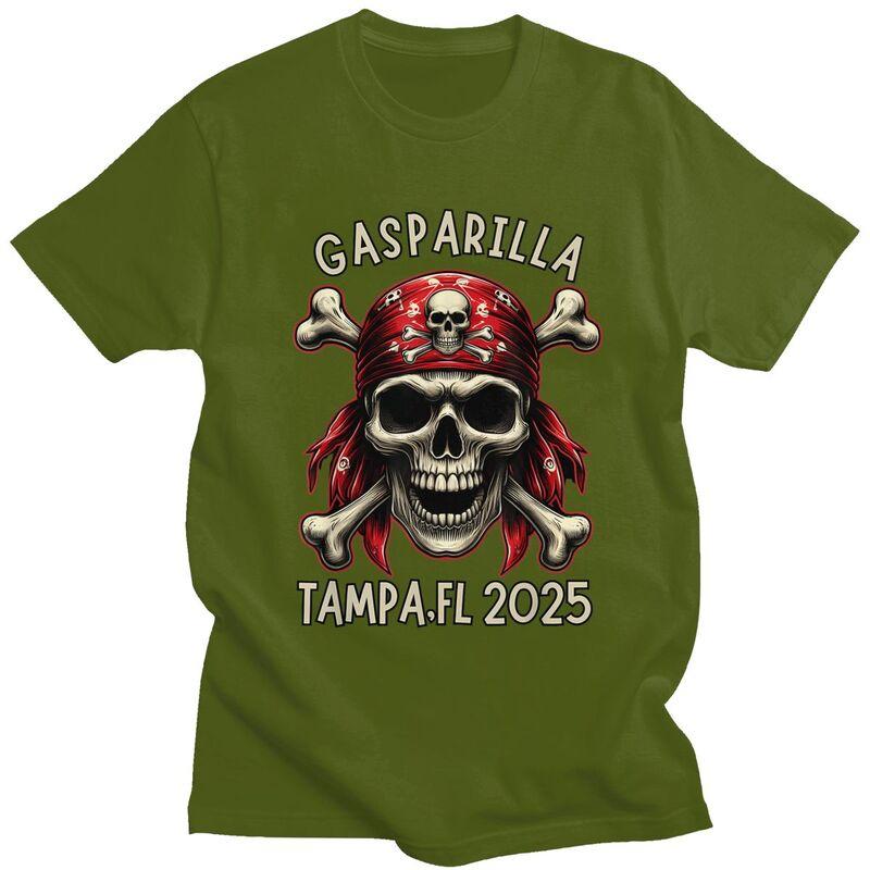 Custom Gasparilla 2025 Pirate Skull Cross T Shirts Men ShortSleeve Tshirts Streetwear Tee Pure Cotton Oversized Tshirts Gift