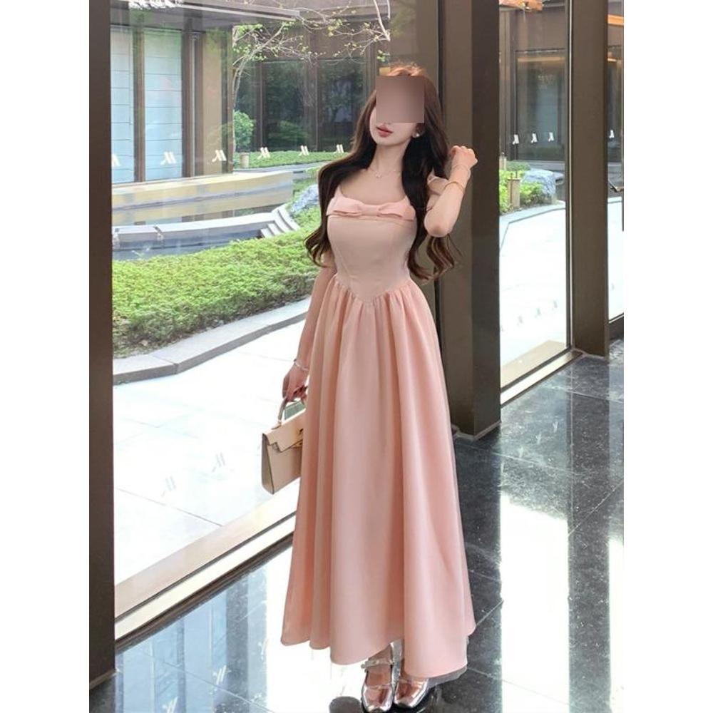 Blue Dress, Beautiful Light Dress, Heavy Work Bow, Princess Skirt, Satin Waist, Birthday Dress, Women's Summer