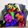 1pc Mr. Bean Pop Art Flannel Throw Blanket HD Printed Lightweight Soft Warm All Season Blanket for Sofa, Bed, Travel, Camping Machine Washable