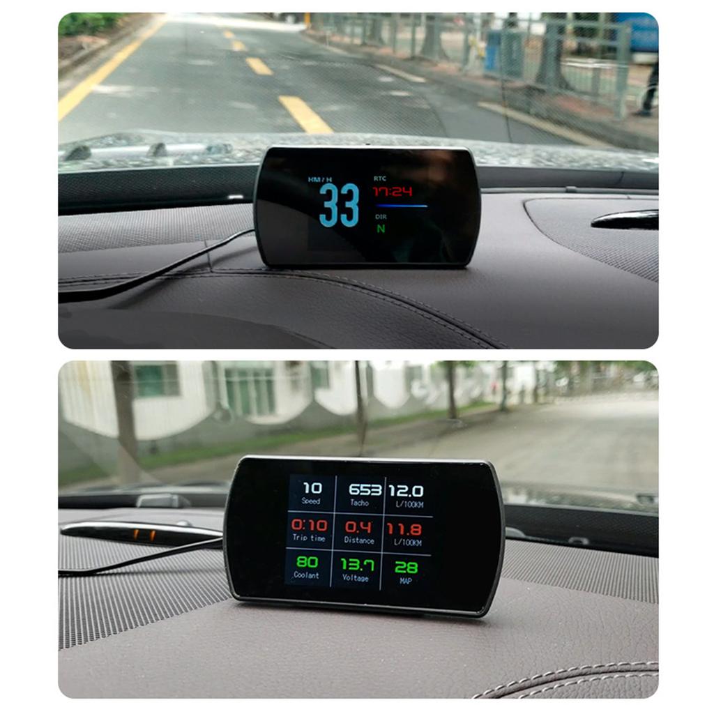 HighDefinition Car Head Up Display Overspeed Alarm Speedometer Speed Clock Digital Gauges Auto Fatigue Driving Reminder