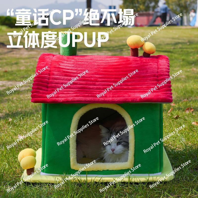 Four Seasons Universal House Cat Nest Cute Cat Semi-Closed Security Escape House Pet Supplies