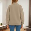Women's Fashionable Casual Solid Color Round Neck Long Sleeved Pocket Sports Casual Pullover Sweatshirt Top