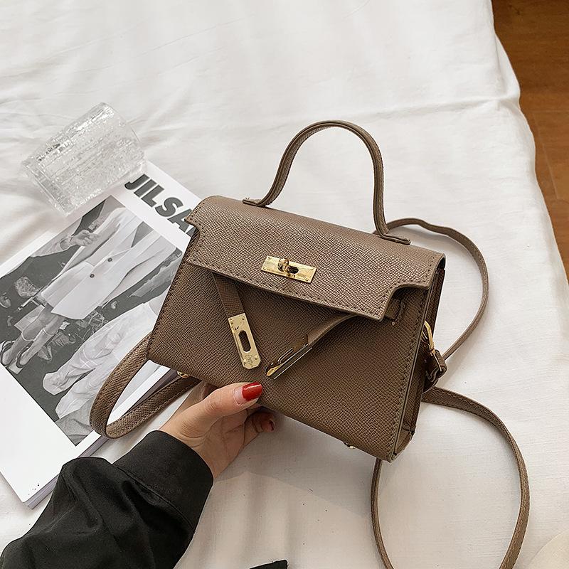 Minimalistische Faux-Leder-Schultertasche mit Schlossverschluss für Damen Trendige Crossbody-Tasche