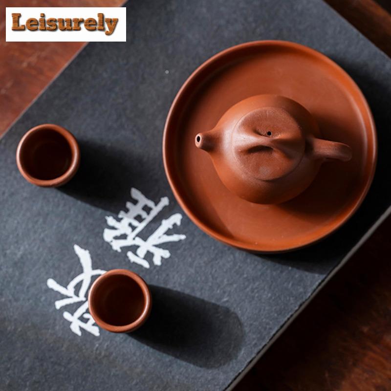 Kreatywny Mały Fioletowy Zestaw do Herbaty z Gliny Zhu Ręcznie Robiony Czajniczek na Palec 1 Czajniczek 4 Filiżanki Zestaw do Gry w Herbatę Zwierzątko Ozdoba do Ceremonii Herbacianej Kung Fu