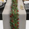 Christmas Tree Print Tablecloth New Year Party Decoration Table Runner for Wedding Christmas Style