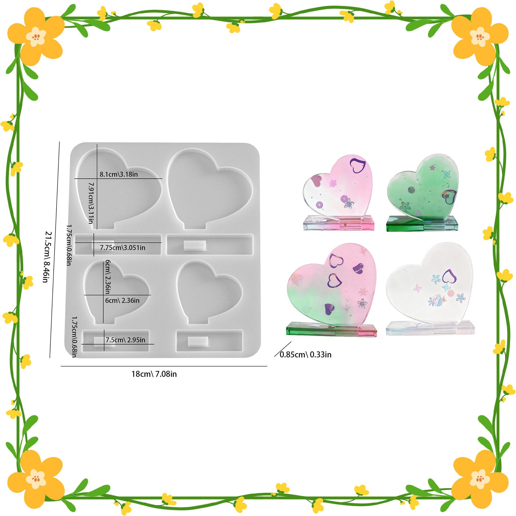 

One-piece 4-piece heart-shaped photo frame resin silicone mold drip glue diy heart-shaped headshot display stand