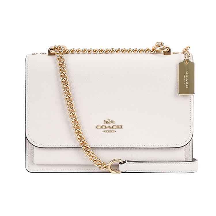 New COACH Klare Grain Leather Trunk Bag, Shoulder Bag, Crossbody Bag Medium Women's Chalk White 91174-IMCHK