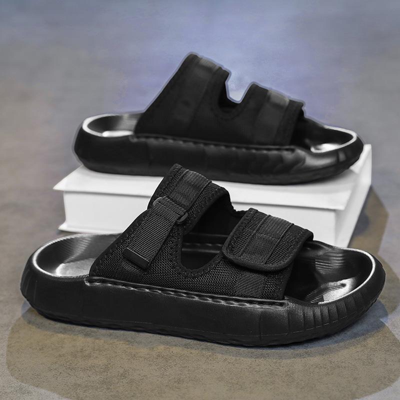 

Fashion Men Comfortable Sandals Breathable Flats New Men Sports Slippers Outdoor Thick Bottom Slippers Beach Sandals Summer Casual Shoes 44 чёрный