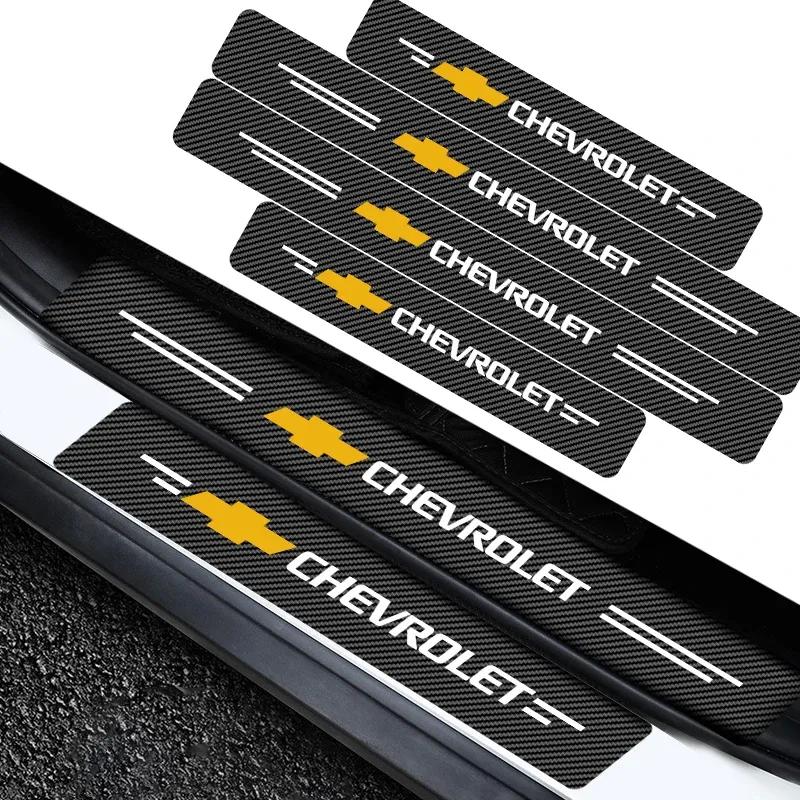 4 Bucăți Prag Ușă Mașină Fibra de Carbon Placă de Protecție Autocolant Emblema Accesorii Pentru Chevrolet Cruze Aveo Captiva Lacetti Stilizare Mașină