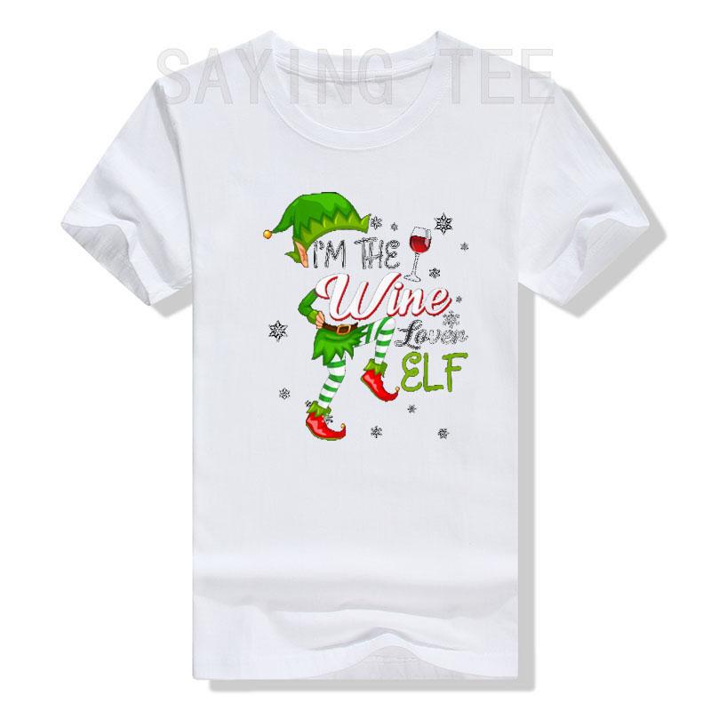 Я Эльф-Любитель Вина Совместный Семейный Рождественский Костюм Футболка Смешные Рождественские Пижамные Надписи Цитата Графическая Футболка Топы S
