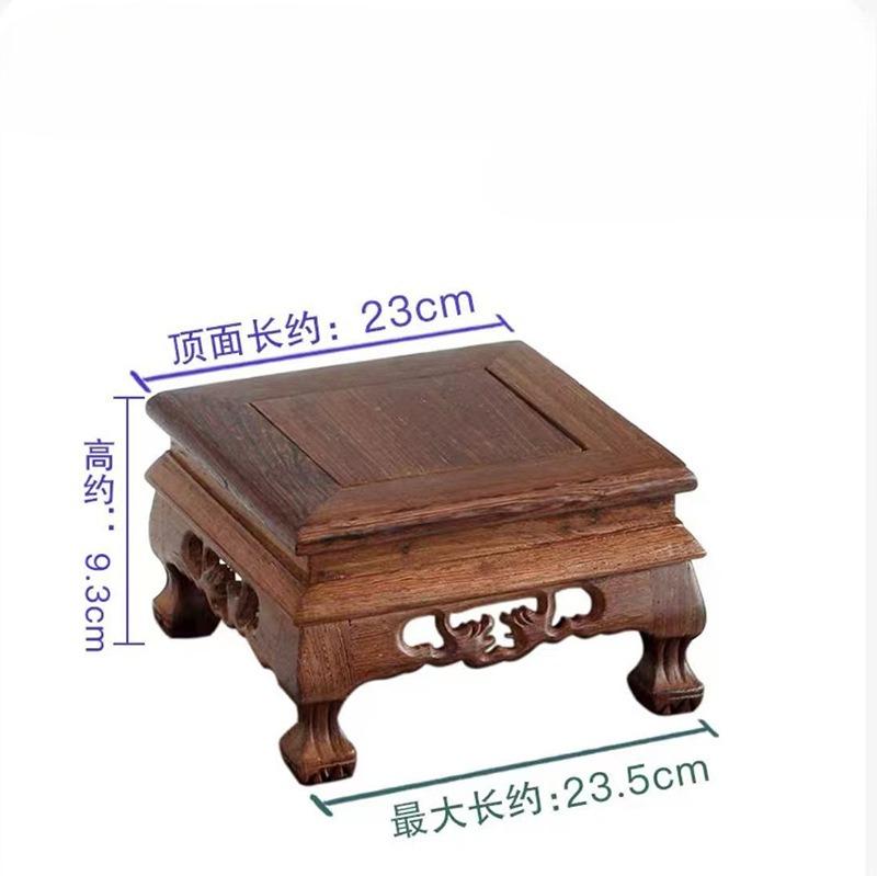 Retro Engraving Wooden Tea Tray Teapot Bases Bonsai Buddha Stand Fish Tank Pedestal Wooden Flowerpot Base Furniture Home Decor