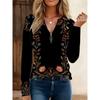 Women's Creative Printed Zipper Long-sleeved T-shirt, Breathable, Soft and Comfortable, Suitable for All-year-round Casual Wear