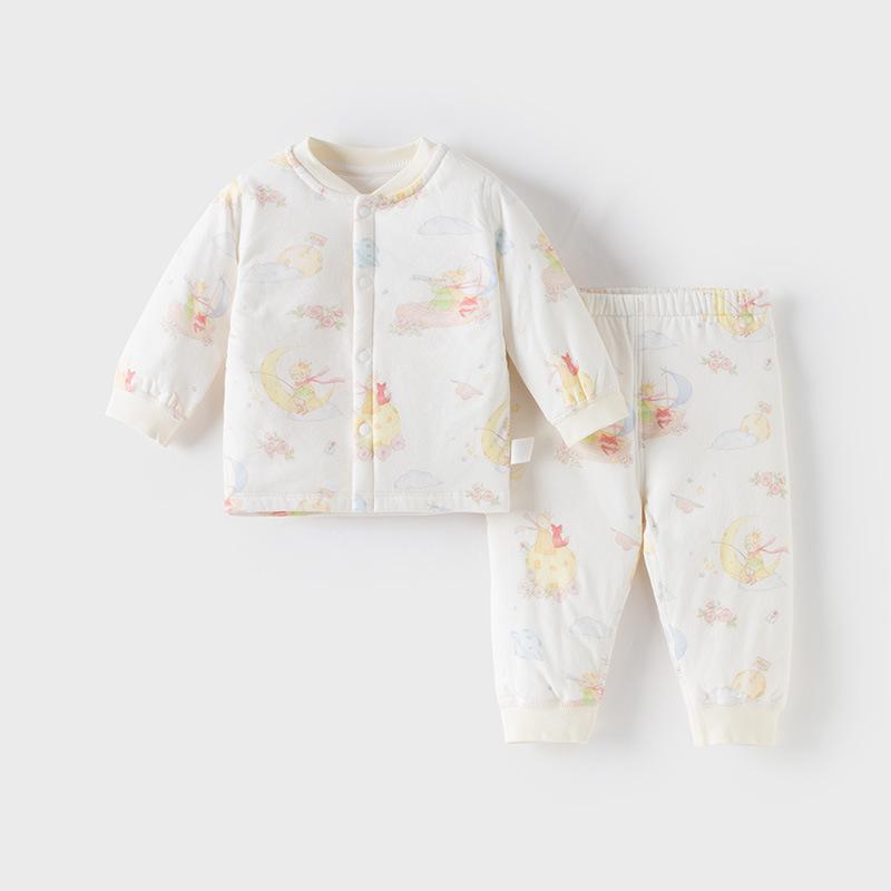 Quilted Baby Two-Piece Homewear Set - Front-Opening Thin Cotton for Autumn/Winter