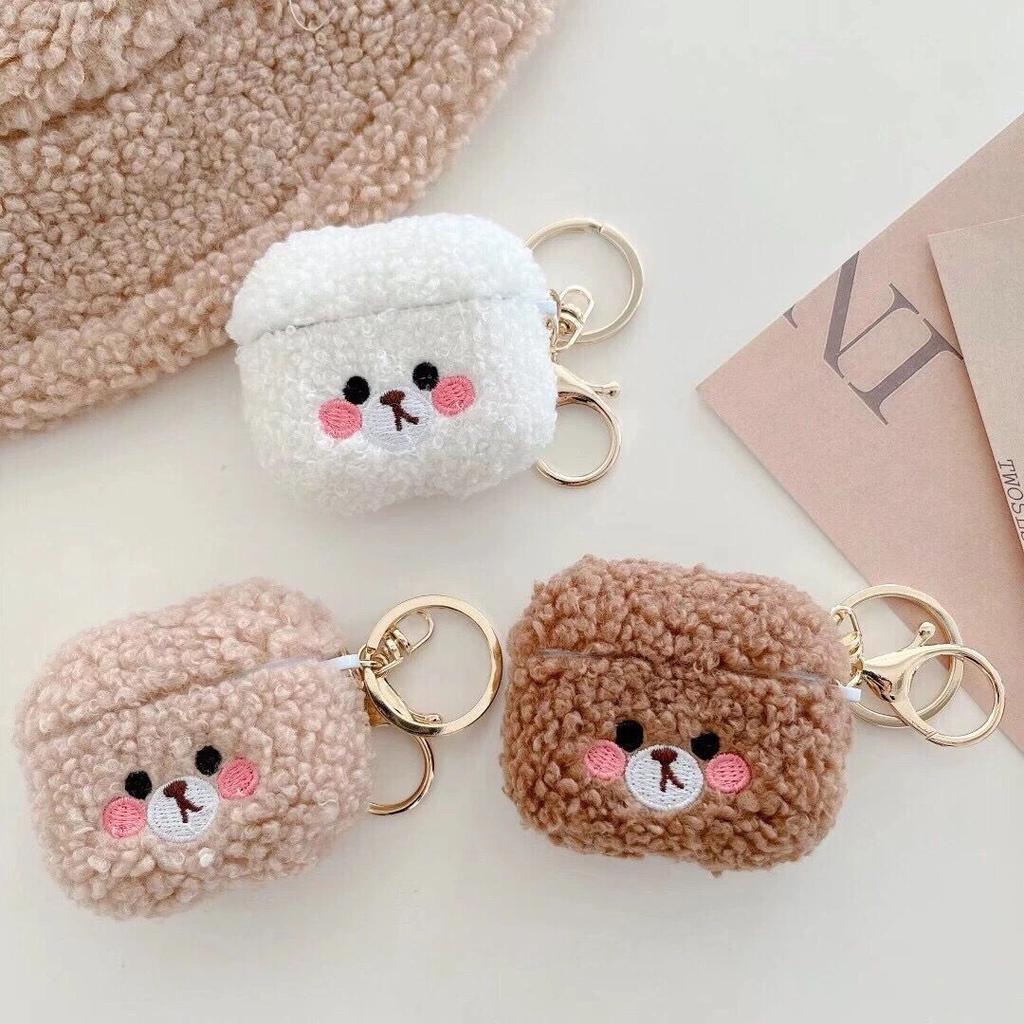 Cute Plush Teddy Bear Headphone Cover For Apple Airpods 4 3 2 1 and Airpods Pro2 3 Protective Case Against Falls