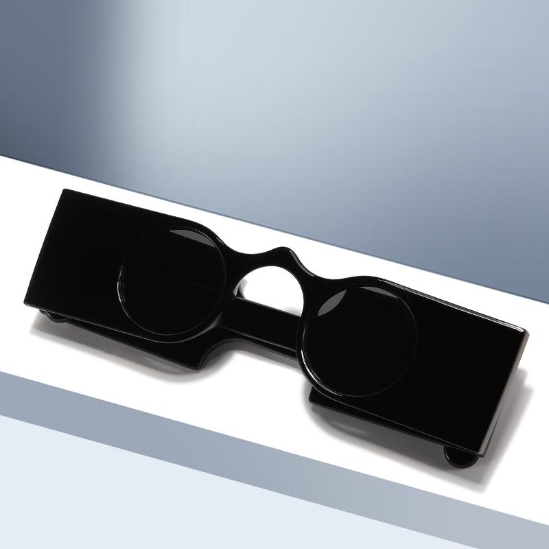 Retro Square Circular Women Fashion Sunglasses Black Outdoor Street Shoot Model Glasses Stylish UV Protection