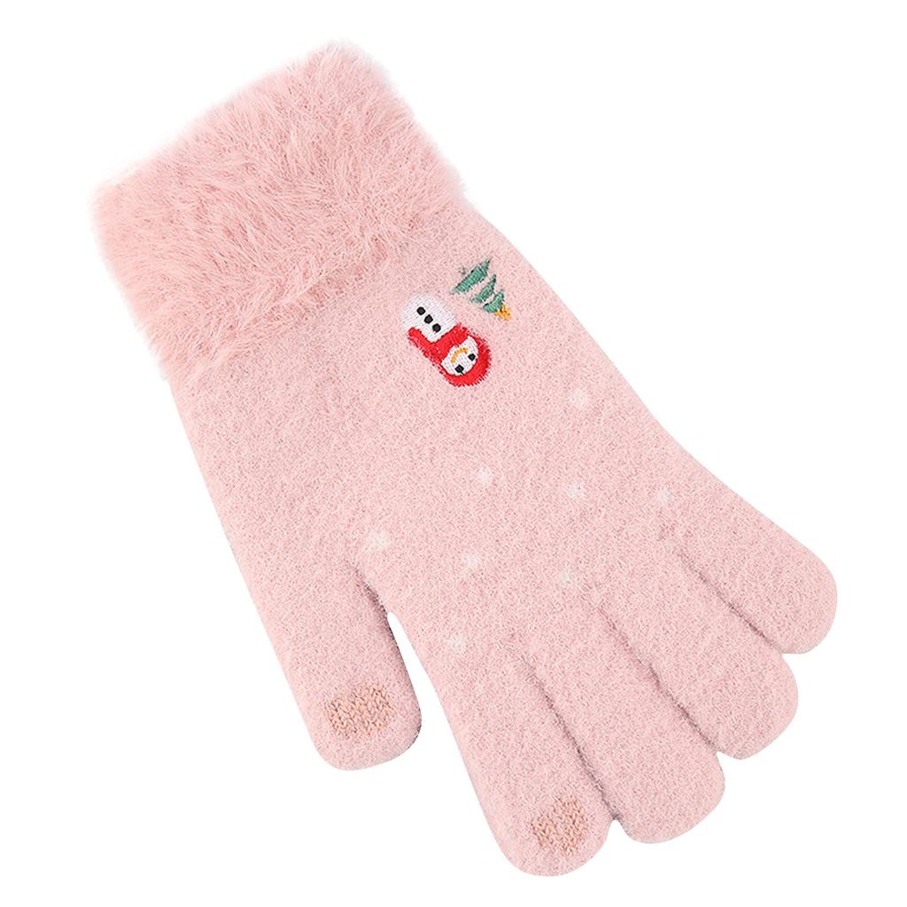 Winter Women Adult Plus Velvet Thickening Cute Finger Gloves