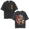 Anime Jojo's Bizarre Adventure Vintage Syratvättad T-shirt STEEL BALL RUN Gyro Zeppeli Diego Brando Johnny Joestar Manga T-shirt