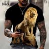 Fashion lion pattern printed men's T-shirt street fashion Harajuku round neck short sleeved plus size comfortable top