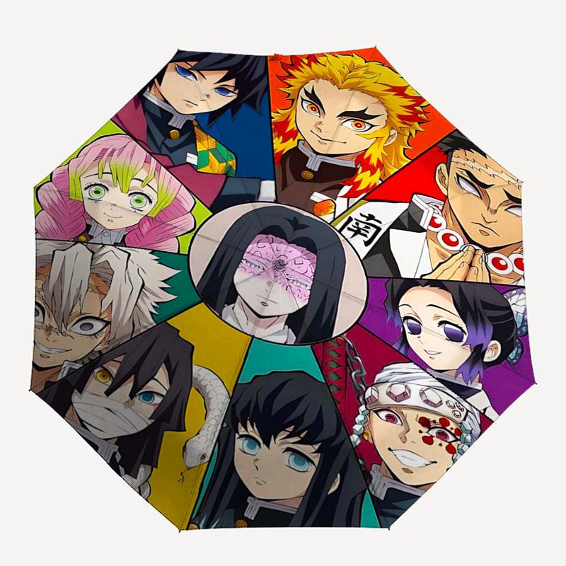 1pc Demon Slayer Characters Outdoor Umbrella - Automatic Opening/Closing - Portable 3-Fold Design - 8-Rib Iron Frame - Festival Gift for Fans, Travele