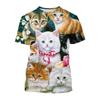 New Kids 3d Animal Cat Pattern Printed Girl And Boy Children's Casual Round Neck Harajuku T-shirt Summer Street Style Thin Top