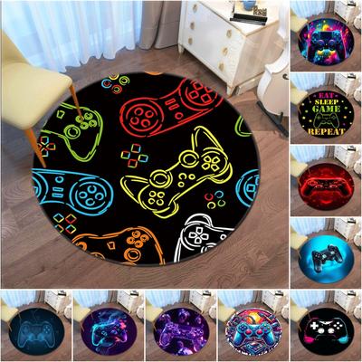 1Pc Game Theme Printed Circular Carpet, Home Door Mat, Outdoor Travel Protection Carpet A7