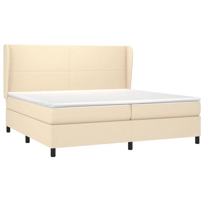 3127834 vidaXL Lit à sommier tapissier avec matelas Crème 200x200 cm Tissu