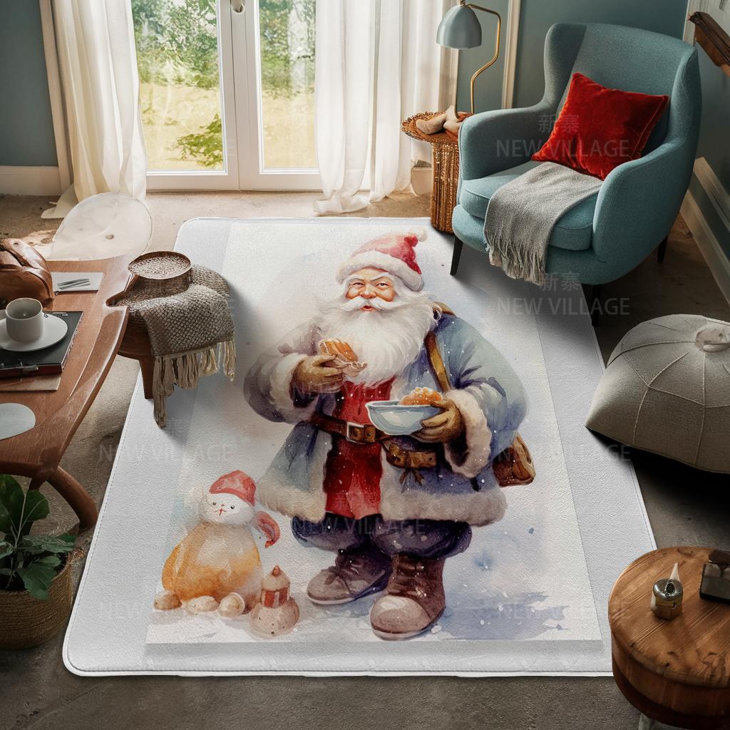 House Entrance Carpet Home Door Mat Living Room Bath Foot Bathroom Non-slip Water Absorption Rugs Bath Merry Christmas Winter
