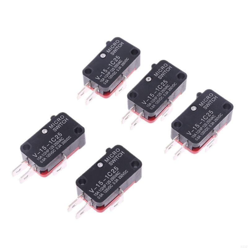 2025 New 5Pcs 250V 16A Safety Micro Limit Switch V-15-1C25 Roller Lever Action