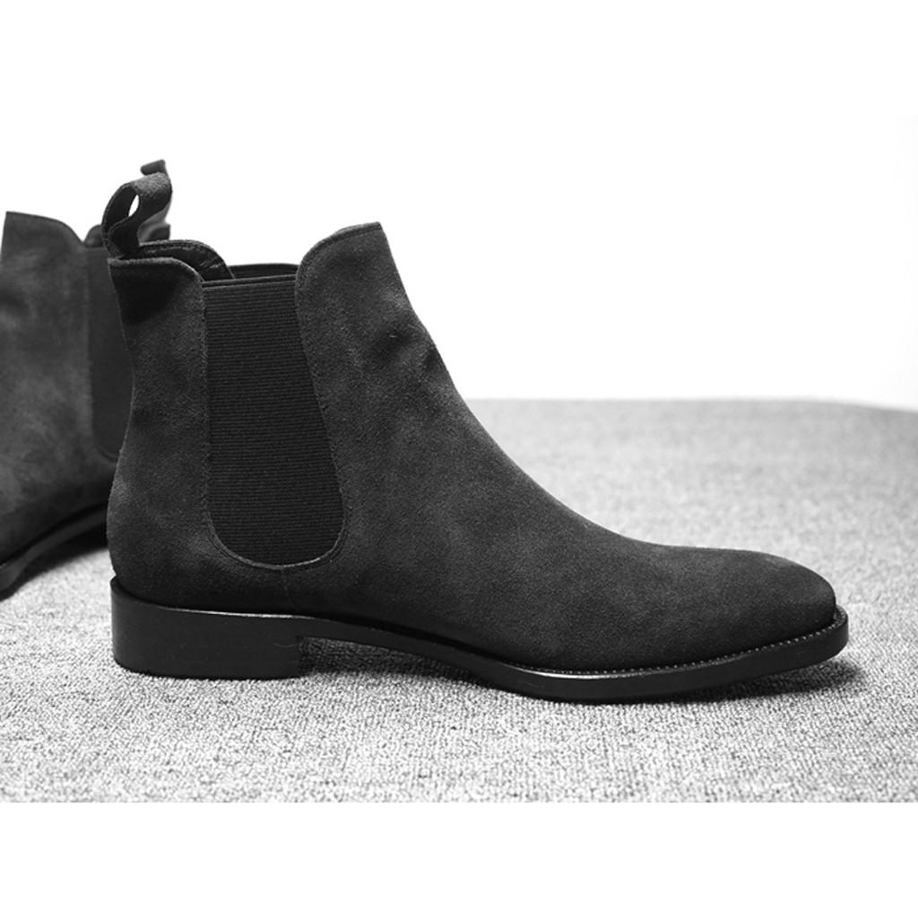 Fashion Men's Retro Pointed High-Top Set Foot Suede  Tooling Men's Boots