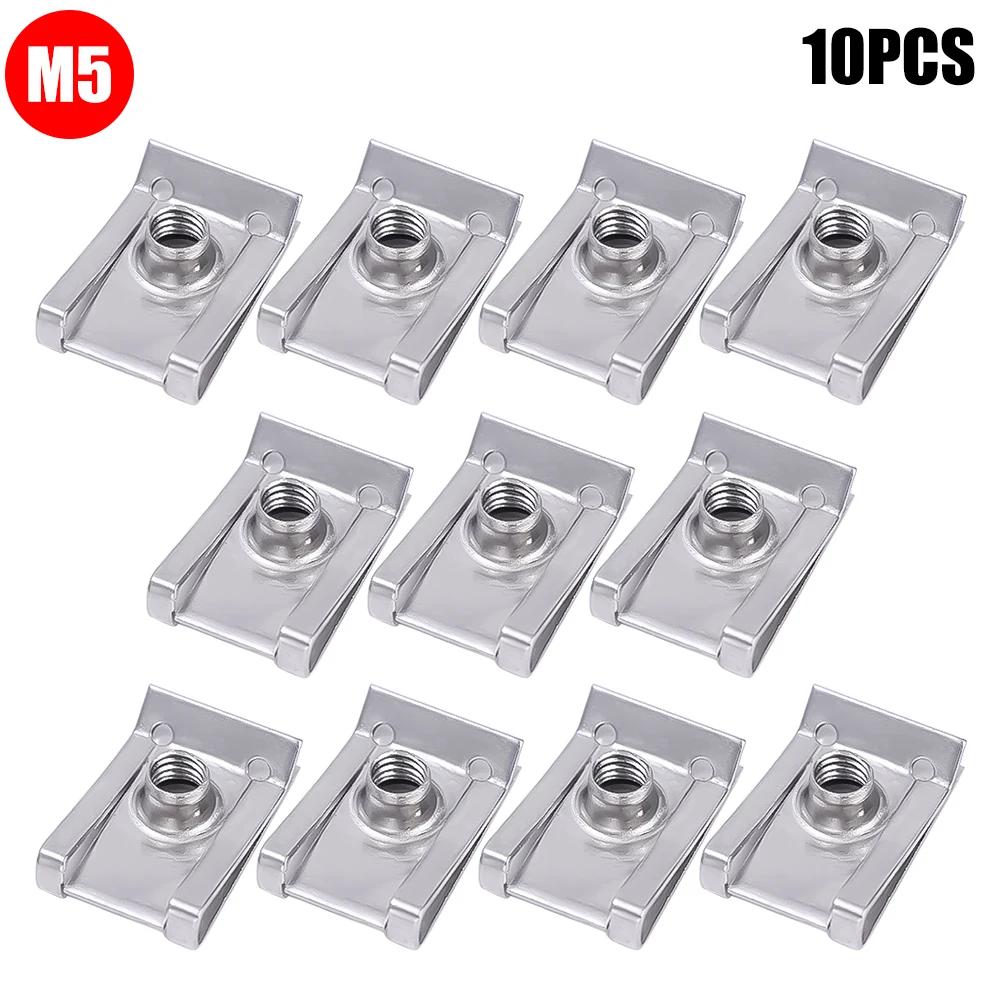 10PCS U Nut Kit Stainless Steel WithThreaded Nut Clip for Car Motorcycle Truck Bumper Auto Fender Fastener Rust Protection Clip