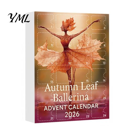 Seasonal Atmosphere Ornaments Autumn Leaves Ballet Dancer Acrylic Advent Calendar, 2D Hanging Ornament Set Unique Party Favors with Lanyard