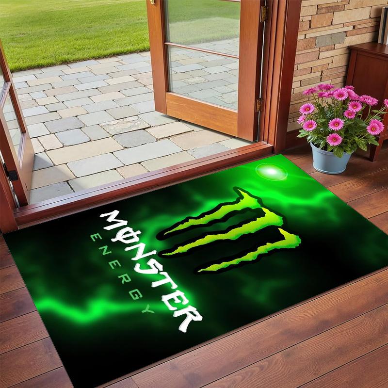 Tappeto in Peluche di Cristallo con Stampa Monster Energy Anti?Indumenti da notte?Tappeto da Pavimento Resistente per Decorazione Domestica Interna