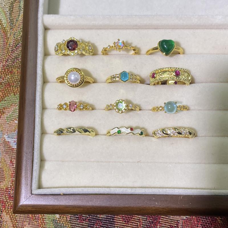 Vintage Style Geometric Adjustable Rings For Women Elegant Fashionable Copper Jewelry