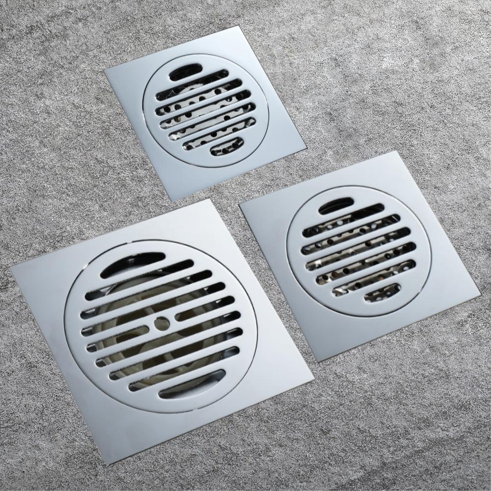 Bathroom Accessories Shower Floor Drain Can Insert Tiles Floor Drain Cover Brass Anti-odor Floor Drain Chrome