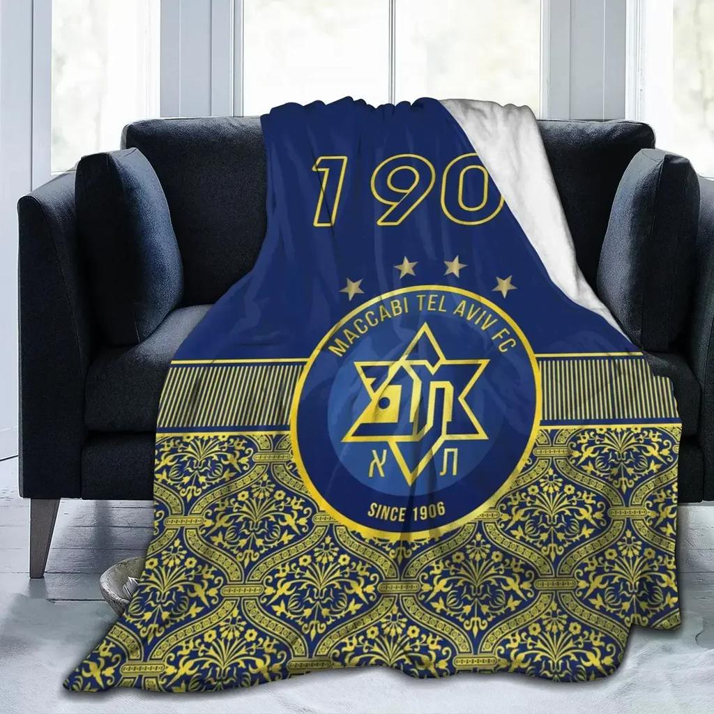 Plaid Polaire Toutes Saisons Maccabi Tel Aviv Ultra Doux en Flanelle Imprimé Numérique Premium Microfibre Polaire Moelleuse