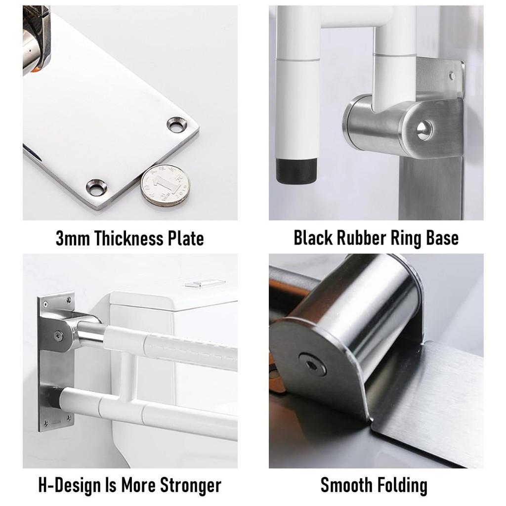 304 Stainless Steel Bathroom Safety Bar Toilet Safety Handle Bar Folding Grab 60*8*20CM