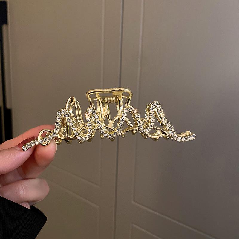 Pinces à cheveux à longues pampilles en cristal coréen pour femmes Luxe Or Argent Métal Grandes Pinces Crabe Accessoires de Mariage Femme Nouveau
