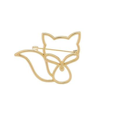 Gold Fox Brooch: Elegant Women's Suit Pin, Stylish Korean Fashion Accessory