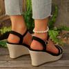 Large Size Wedge Heel Sandals for Women 2025 Summer New Muffin Thick-soled Waterproof Table Fish Mouth High-heeled Sandals for Women