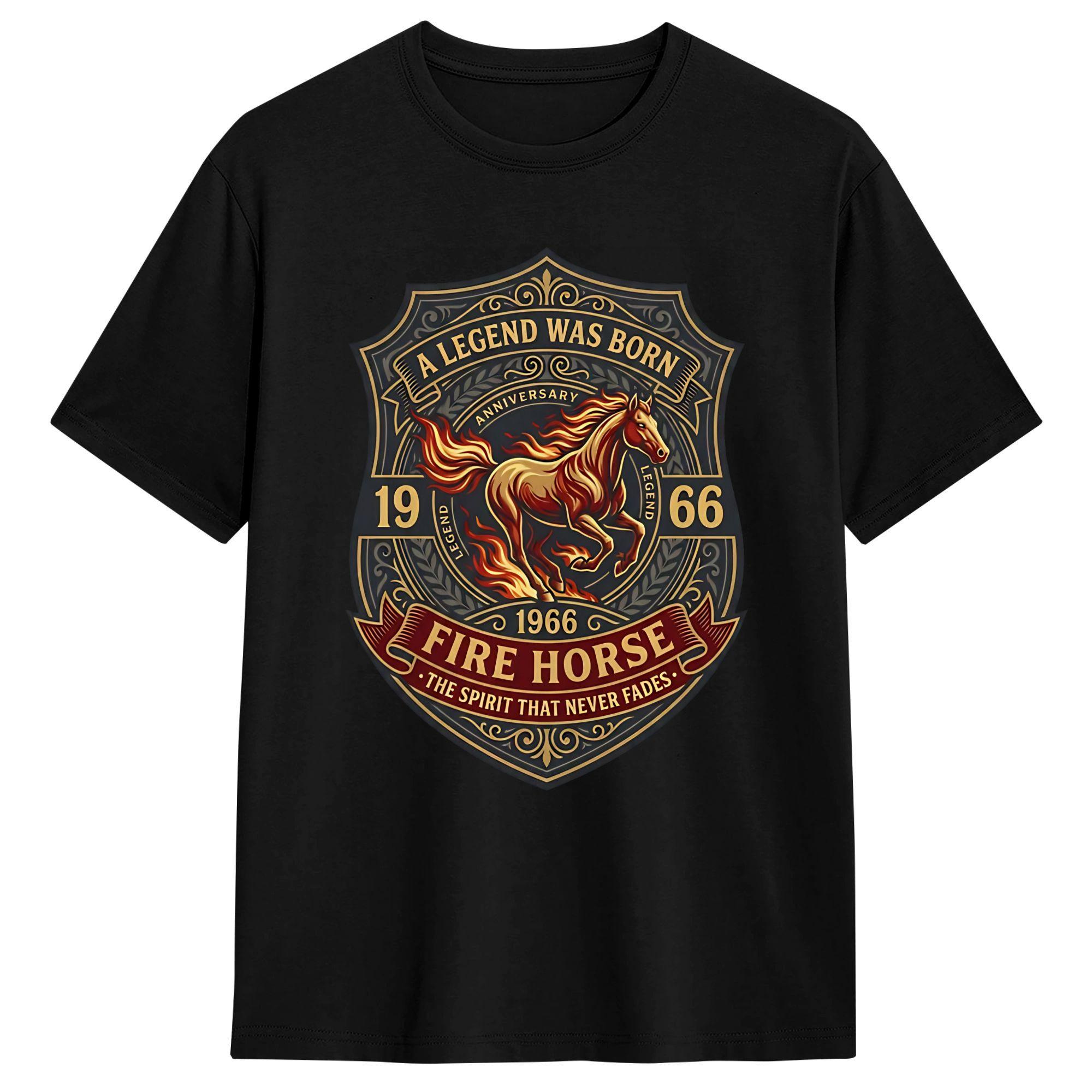 Hipster Year of The Horse 1966 Fire Horse 1966 TShirts Unisex O Neck Cotton T Shirt Short Sleeve Tee Shirt Party Clothes S