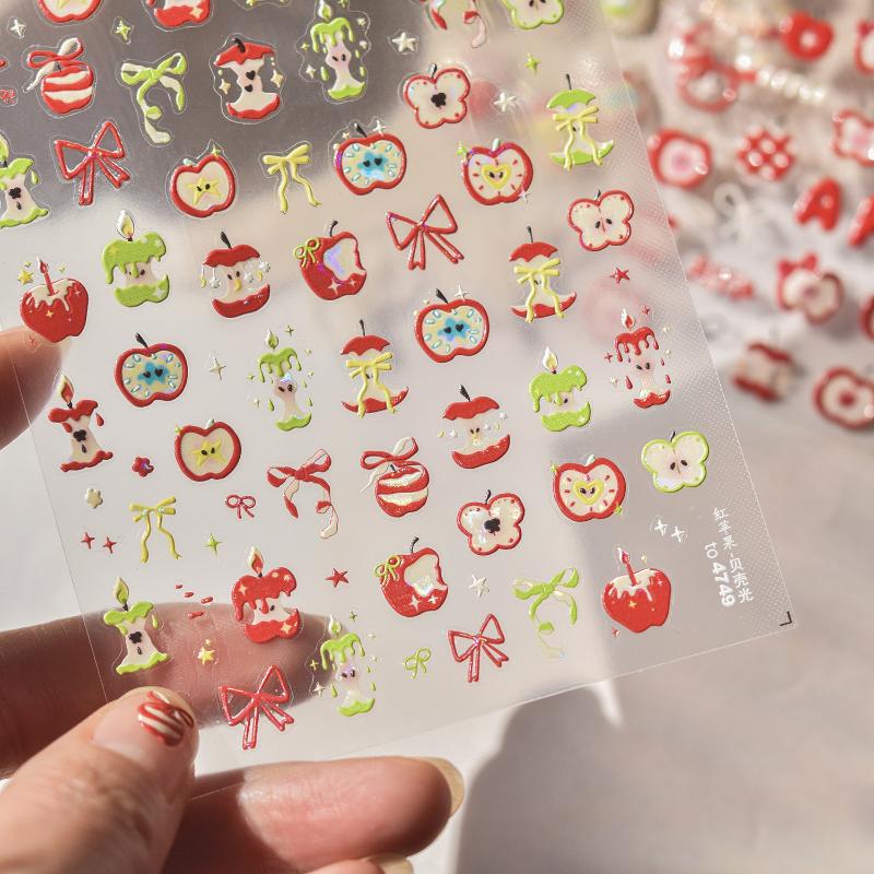 Retro Series Scrapbook Journal Sticker Cartoon Anime Red Color Stationery Sticker DIY Decor Nail Sticker